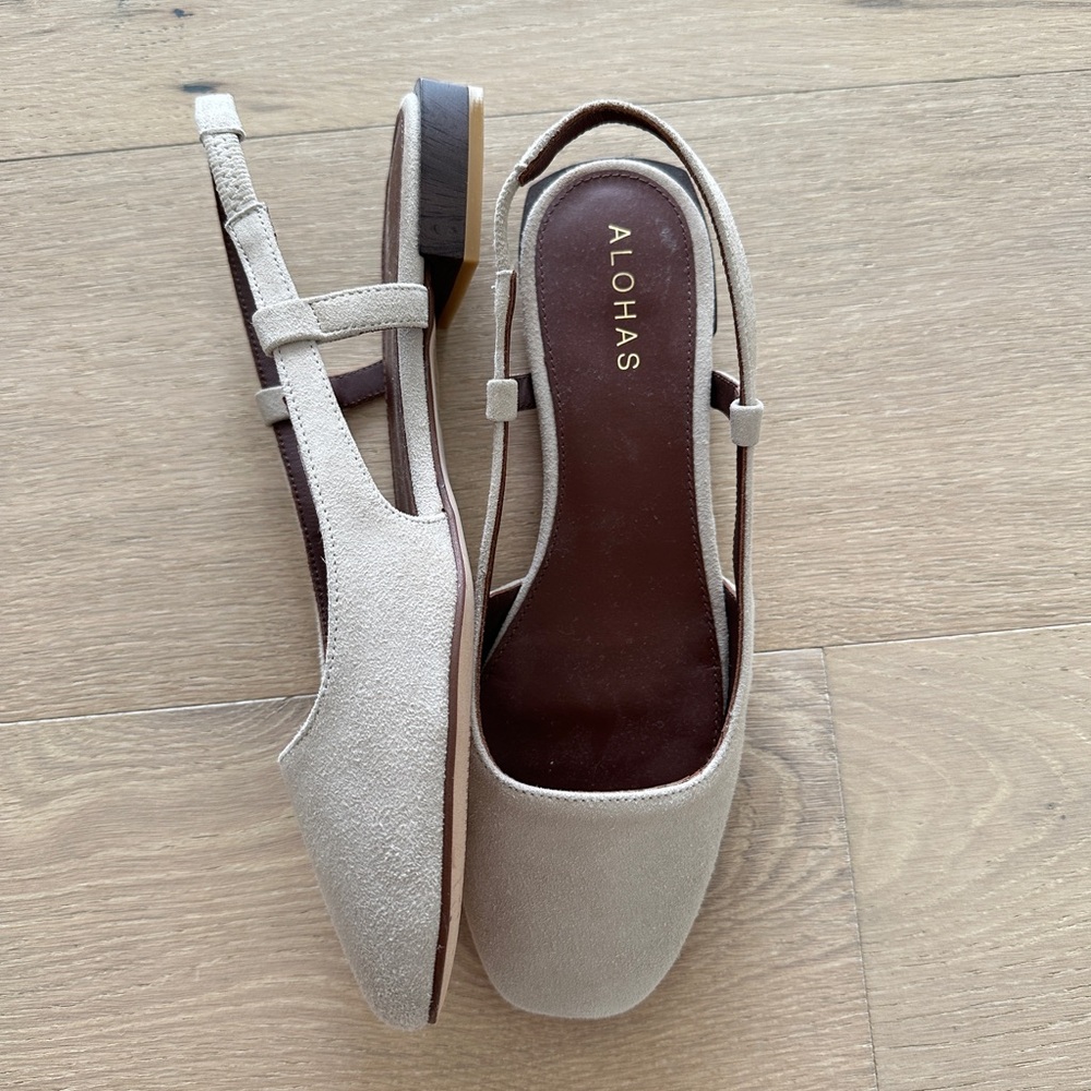 Alohas Holly Beige Suede Slingback ballerinas size 37 EU/6.5 US - Picture 13 of 15